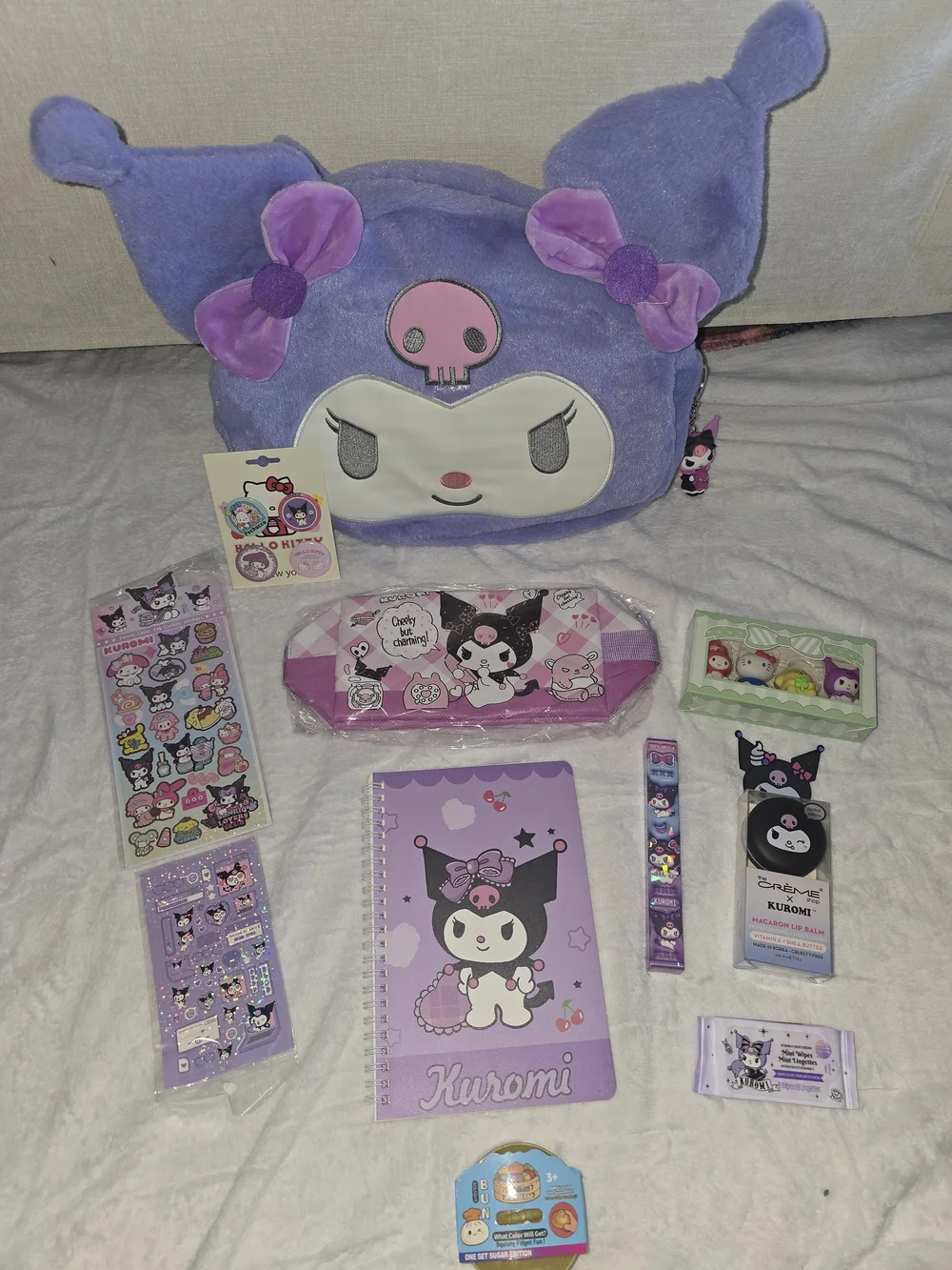 Sanrio Kuromi Plush Backpack and Accessories Bundle - Purple